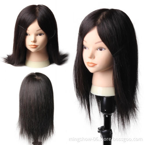 Mannequin Head with 100% Real Human Hair Black Doll Head for hair Styling Cosmetology Hair